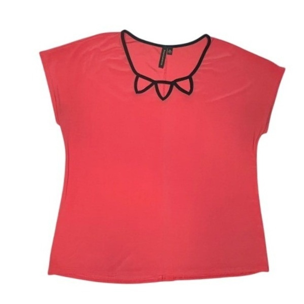Susan Lawrence VTG Coral Pink Cutout Neck Cap Sleeve Blouse Top XL Made in USA